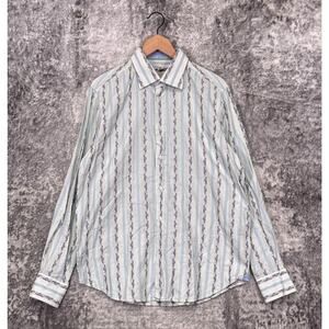 Robert Graham Shirt Large Mens Western Style Striped Embroidered Long Sleeve